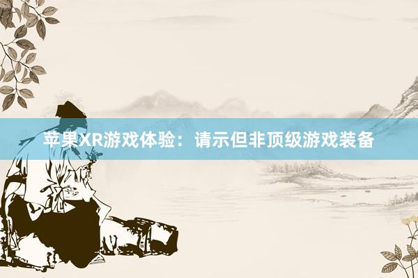 苹果XR游戏体验：请示但非顶级游戏装备